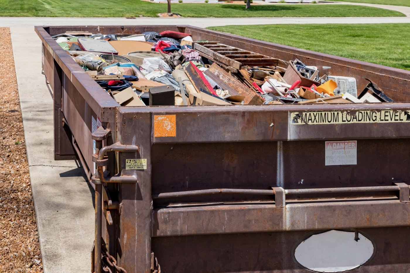 Debris and materials staged for removal and proper disposal