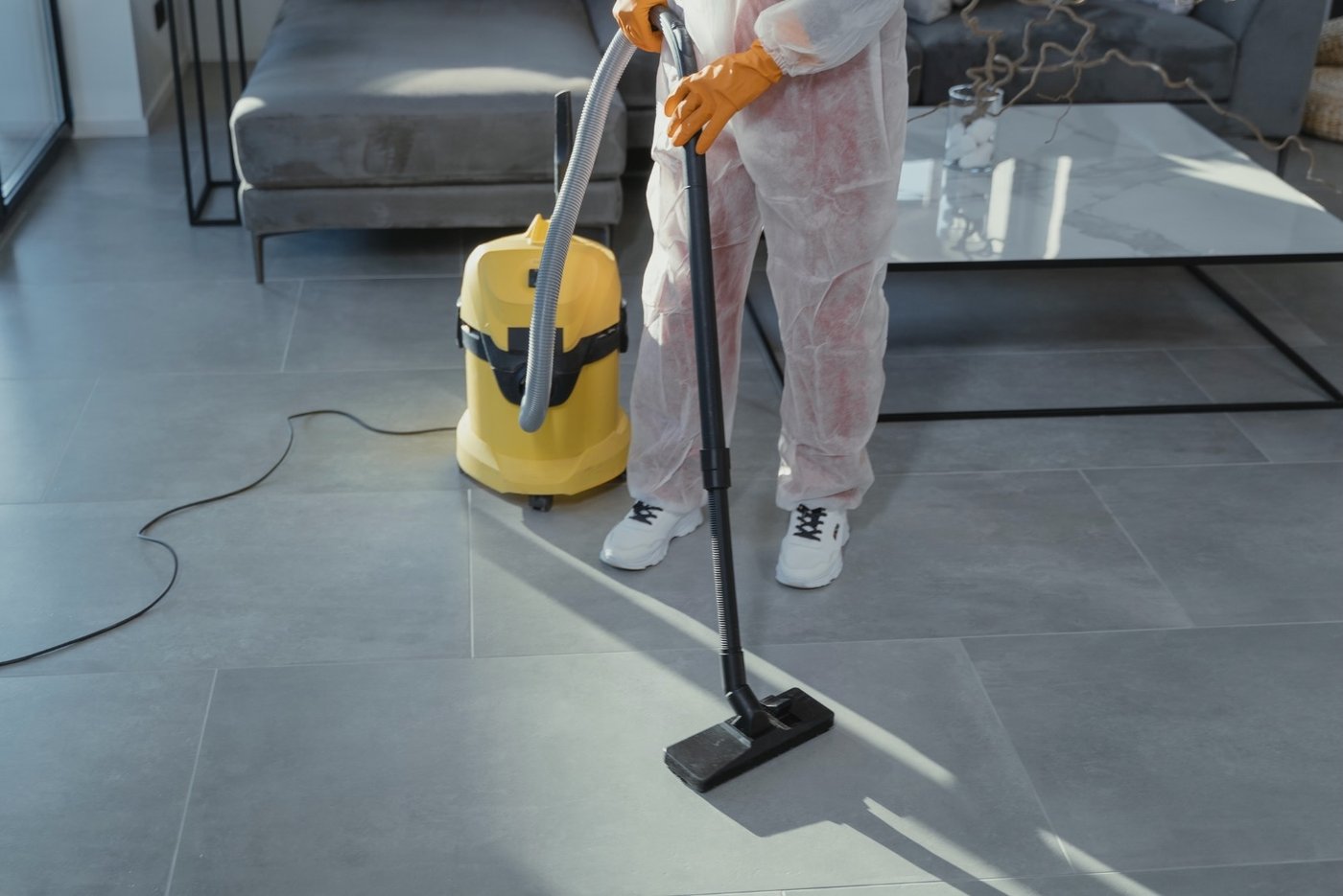 Technician using professional extraction equipment